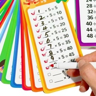 15pcs Maths Multiplication and Division Addition and Subtraction Fraction Flash Cards Dry Erase Time