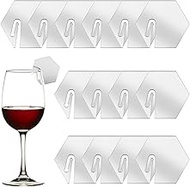 SUNNYCLUE 1 Box of 20 Silver Acrylic Drink Markers Name Tags for Wine Glasses Mirrored Hexagonal Par