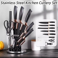 [SG Stock] Stainless Steel kitchen knife knife set knife set with holder set 9 pieces