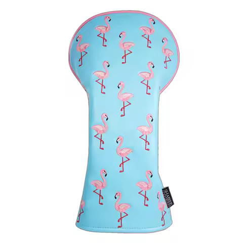 Blue PU Leather Pink Border Golf Headcover Driver Wood Hybrid UT Cover for Ping PXG Club