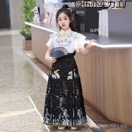 Girl Children Girl Tang Suit Puff Top Hanfu Summer New Style Sleeve Chinese Style Horse Skirt 2025 S