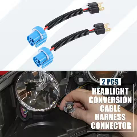 Uxcell 2 Pcs 9007 Female to H4 Male Male to H4 Female Plug Headlight Conversion Cable Harness Connec