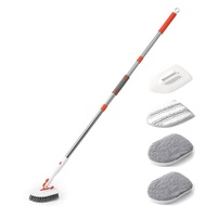 2 in 1 Tub Tile Scrubber Brush Cleaning Brush 180°Adjustable Telescopic Pole Stiff Bristles Scouring