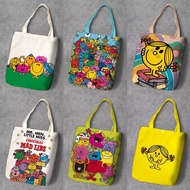 Mr Men Little Miss Cartoon Character Customise Design Printed Tote Bag