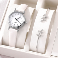 Luxury Ladies Bracelet Quartz Watch Women Watch Bracelet Set White Dial Simple Leather Luxury Ladies Watch Montre Femme