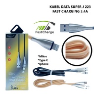 SUPER J 223 Kabel Data Fast Charging Type C Lightning QC3.0 Kabel Data 3.4A