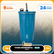 tyeso tumbler 600ml Coffee Mug Tumbler Hot & Cold (Blue) With Straw Stainless Steel Vacuum Insulated