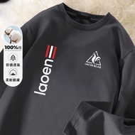 Long Sleeve Men Pure Cotton Round Neck Top Spring Autumn Style T-Shirt Large Size Bottoming Shirt In