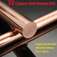 1pcs T2 Copper Round Bar Rod Milling Welding Metalworking Length 100 150 200 250 300 400 500 1000mm 