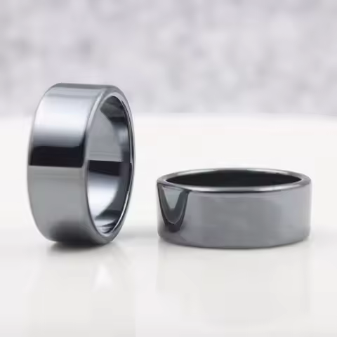 Fashion Jewelry Grade AAA Quality Smooth 4mm 6mm10mm Width Hematite Rings Made by Natural Stone (1 P
