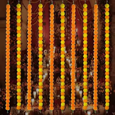 DIY Marigold Garland​​ Long Strands Artificial Pooja Diwali Fiesta Pooja Marigold Flowers​​ Events D
