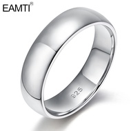EAMTI 6mm Wedding Band 925 Sterling Silver Ring High Polish Plain Dome Engagement ring Comfort Fit S