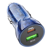 Hoco Z47A transparent car charger/charger, 30W QC3.0 fast charger with 2 USB + Type-C ports
