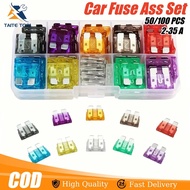 50/100 Pcs Standard Car Fuse, Fuses Assortment kit(2A - 35AMP) Automotive Blade Fuse for RV, Truck