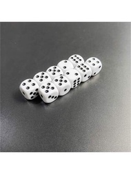 10入組/套14mm白色骰子套裝帶黑色點,亞克力骰子帶圓形的角落,D6骰子適用於俱樂部和派對遊戲