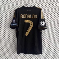 Retro 11-12 season classic Champions League Real Madrid black gold border short sleeved T-shirt size