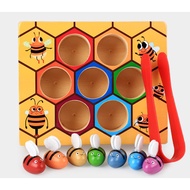Montessori Development Toys Wooden Catch Little Bee Clip Game