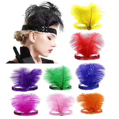 Sequins Feather Crystal Headband Indian Feather Headdress Holiday Party Indian Hairband Fashion Wome