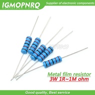 20pcs 3W Metal film resistor 1% 1R ~ 1M 1R 4.7R 10R 22R 33R 47R 1K 4.7K 10K 100K 1 4.7 10 22 33 47 4