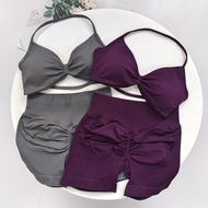 High Quality Sports Shorts Sports Fitness Bra Yoga Wear Suit Halterneck Vest Bra Shorts Suit