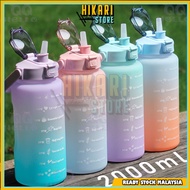 2000ml Water Bottle with reminder time Tumbler with straw scale big bottle 2Liter 2litre gym bottle 