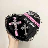 y2k y2k Bag y2k Homemade Gothic Punk y2k Rivet Cross Crossbody Millennium Hot Girl Asian Culture Sho