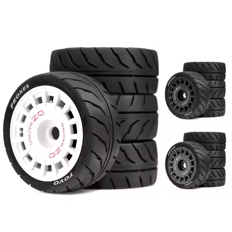 4pcs 1/10 Scale 68mm Tire And Wheel Tyre Set with 12mm Hex for Tamiya TT01 TT01E TT02 TT02B TA06 XV0