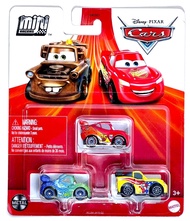 Disney Cars Mini Racers 3-Pack (Jeff Gorvette, Lightning McQueen with Racing Wheels, Carla Veloso)