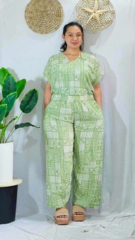 PLUS SIZE CHALLIS TERNO VNECK SQUAREPANTS