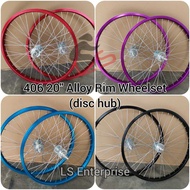 406 20" Alloy Rim Wheelset Bicycle Warna Candy 36H Rim Set Basikal Wheel Set (F&R)
