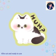 Huh? Meme Cat Cute Waterproof Sticker Laptop Tumbler Journal EC-1655