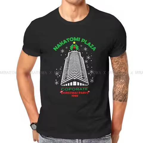 Die Hard Movie Christmas Party 1988 Bruce Willis Pure Cotton TShirt Nakatomi Plaza Basic T Shirt Ove