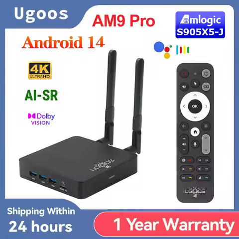 Ugoos AM9 PRO LPDDR5 4GB 64GB Smart TV Box Android 14 Amlogic S905x5-J Wifi BT5.3 1000M 4K HDR Media