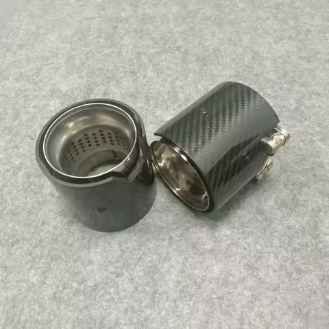 90mm Long Silver Carbon Fiber Exhaust Tip for BMW M2 M3 M4 M5 M6, F87 F80 F82 F83 F90, G80 G82 G83