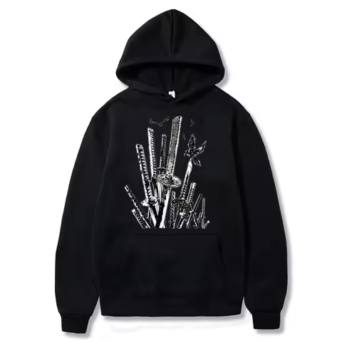 Harajuku Acg Manga Miyamoto Musashi Print Graphic Man Hoodies VAGABOND Streetwear Hipster Otaku Clot