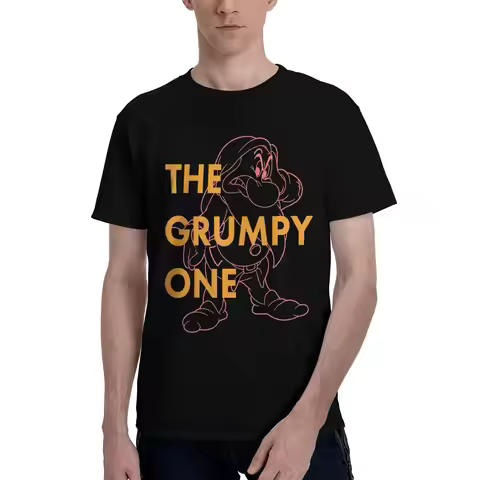 Disney Snow White The Grumpy One Graphic Men Crazy Tee Shirt Short Sleeve Cotton T-Shirt fugees