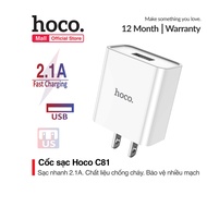 Củ sạc Hoco C81 sạc nhanh 2.1A 1 cổng sạc USB chất liệu PVC an toàn dành cho iPhone Samsung Huawei X