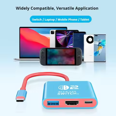 HaaYot Docking Station for Nintendo Switch 2,4K 60Hz TYPE-C Hub with HDMI & USB-C 3.0 PD100W Charge 