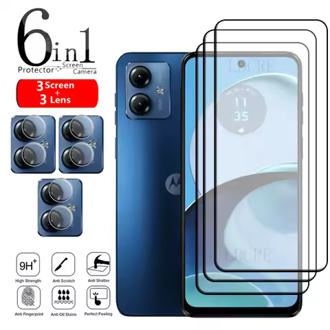 6-in-1 For Motorola Moto G14 Glass For Moto G14 G 14 Tempered Glass Film Full Gover 9H Screen Protec