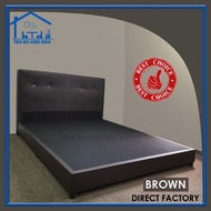 Twin Win EQUINOX Waterproof PVC Divan Queen Size Bed frame/Head Board + Divan Bed Base- Dark Brown