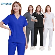 Classic V-neck Nurse Uniforms Short-sleeved Medical Scrub Set Hospital Doctor Working Suit Slim Fit 