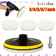 WATTLE 5Pcs Car Polishing Pad Set, T-shape Flocking Car Waxing Sponge Disk, Portable 3/4/5/6/7 inch 