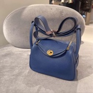 Hermes Mini Lindy 💙S4深邃藍金扣Tc皮Stamp D(2019) 二手99新無磨損有塵袋💖✨