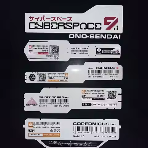 Reflective Car Sticker Cyberpunk Mechanical English QR Code Label Vinyl Decal Off Road Body Glass De