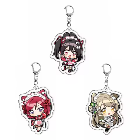 Anime LoveLive Acrylic Keychain Nico Yazawa Maki Nishikino Kotori Minami Kawaii Maid Girl Keyring Ba