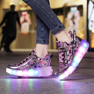 XONGT two-wheeled Heelys LED rechargeable luminous shoes adult child roller skates outdoor sports wh