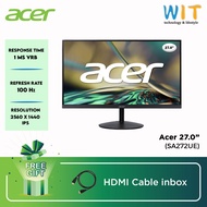 Acer SA272UE Monitor - 27" /1ms VRB /100Hz /QHD 2560 x 1440 /IPS /DP /HDMI X2 /3 Years Onsite Warran