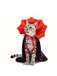 萬聖節貓咪披風服裝,寵物吸血鬼斗篷狗貓 Cosplay 服裝,巫師派對服裝,通用於小型中型犬貓,尺寸一個