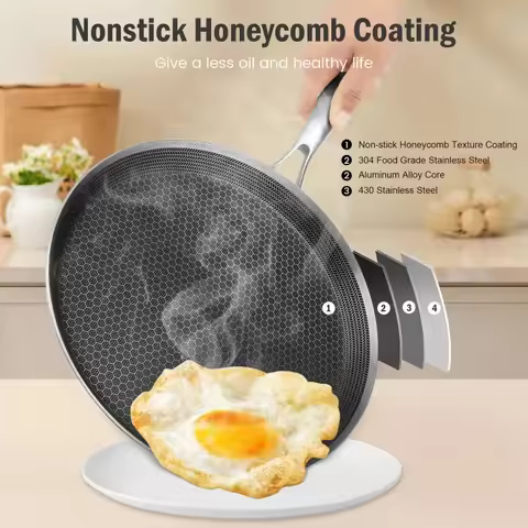 Crepe Pan Nonstick Honeycomb Dosa Pan Stainless Steel Ergonomic Handle Kitchen Pancake Pan Induction