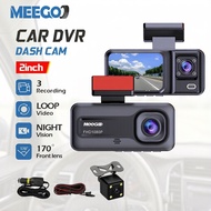 MeeGoo 2Inch Dash Cam 170° Wide Angle Night Vision 3Lens Car Recorder Front/Rear/In Vehicles 3Channe